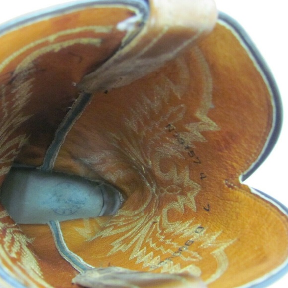 LUCCHESE Mad Dog Goatskin Tan Cowboy Boots 7 D - Picture 7 of 8